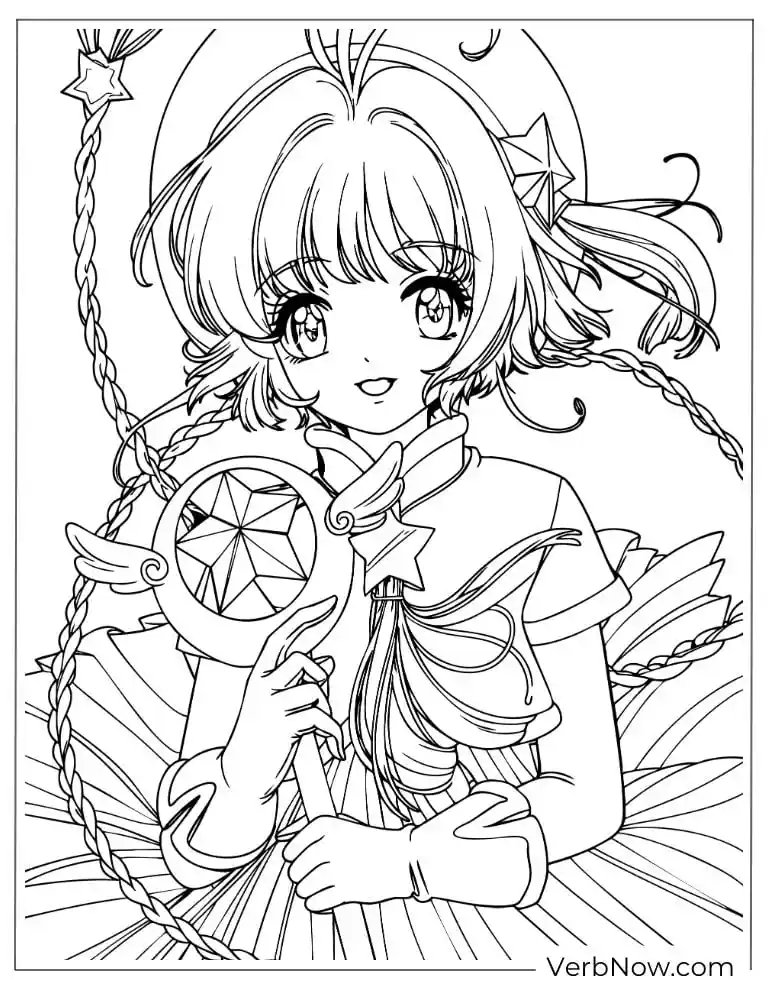 22 Free Cardcaptor Sakura Coloring Pages (Printable PDF) Cardcaptor Sakura Coloring Page: Magical Girl Anime
