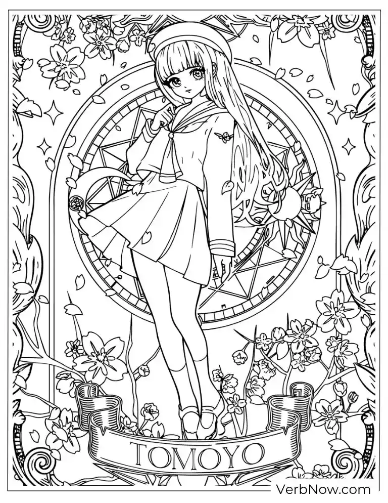 22 Free Cardcaptor Sakura Coloring Pages (Printable PDF) Tomoyo Anime Girl Coloring Page in Sailor Uniform