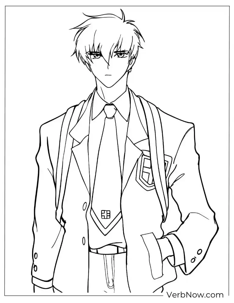 22 Free Cardcaptor Sakura Coloring Pages (Printable PDF) Anime Boy Student in Uniform Coloring Page