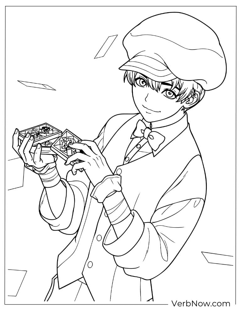 22 Free Dr. Stone Coloring Pages (100% Printable PDF) Anime Boy Magician Card Trick Coloring Page