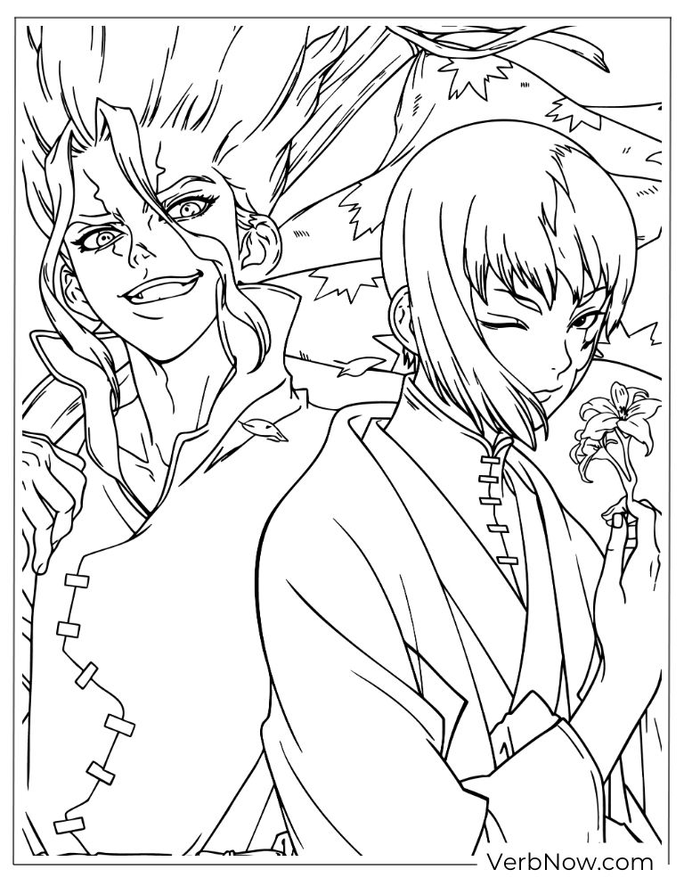 22 Free Dr. Stone Coloring Pages (100% Printable PDF) Dr. Stone Senku and Gen Anime Coloring Page