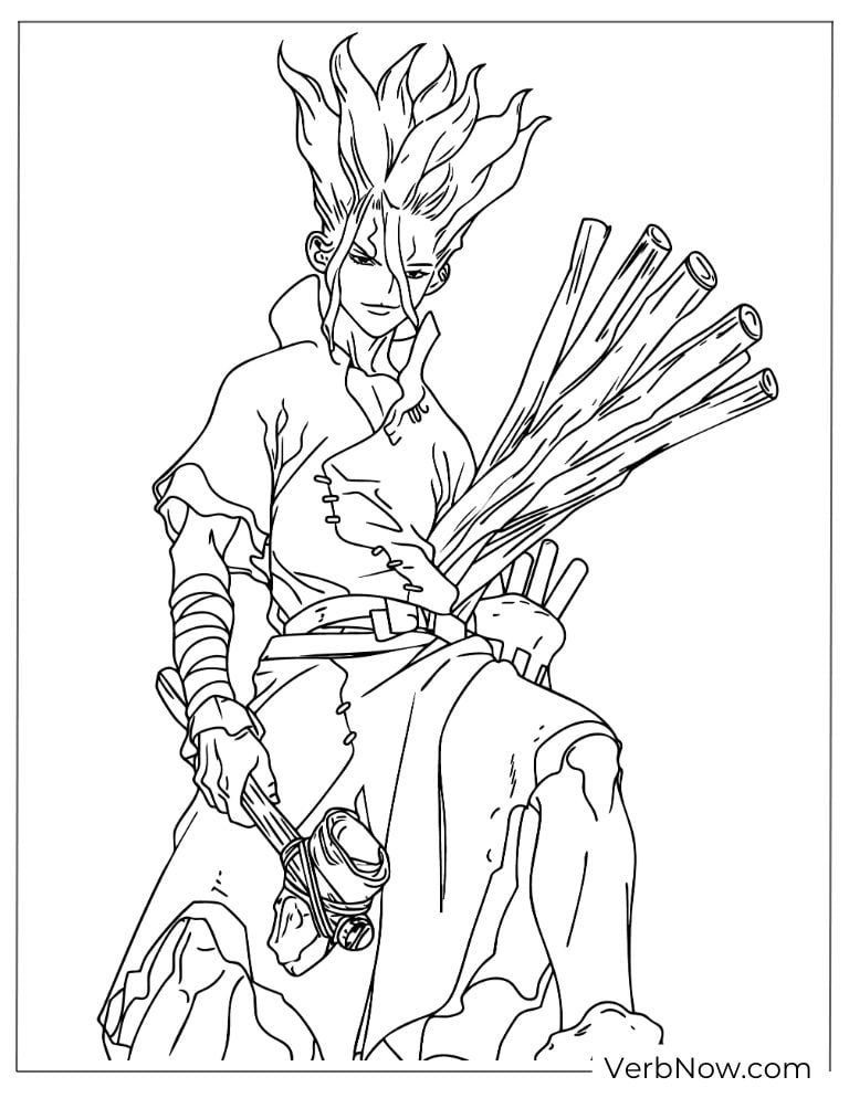 22 Free Dr. Stone Coloring Pages (100% Printable PDF) Senku Ishigami Dr. Stone Anime Coloring Page