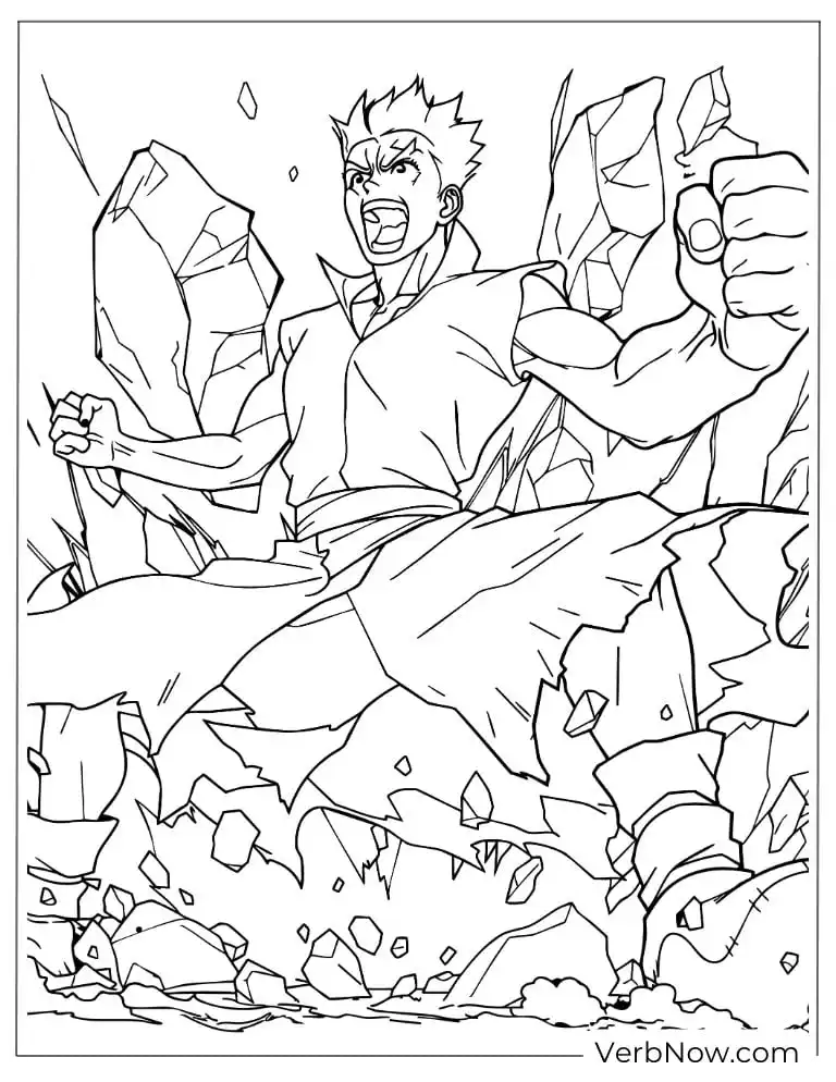 22 Free Dr. Stone Coloring Pages (100% Printable PDF) Anime Fighter Screaming Rock Smash Coloring Page