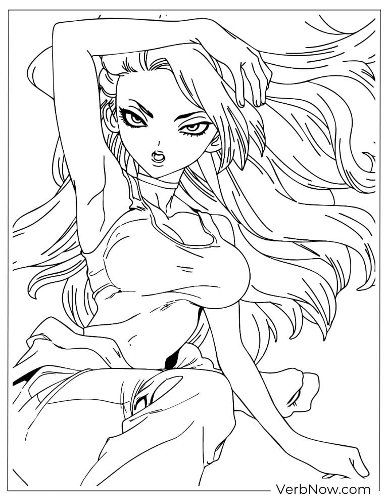 22 Free Dr. Stone Coloring Pages (100% Printable PDF) Anime Girl with Long Hair Coloring Page