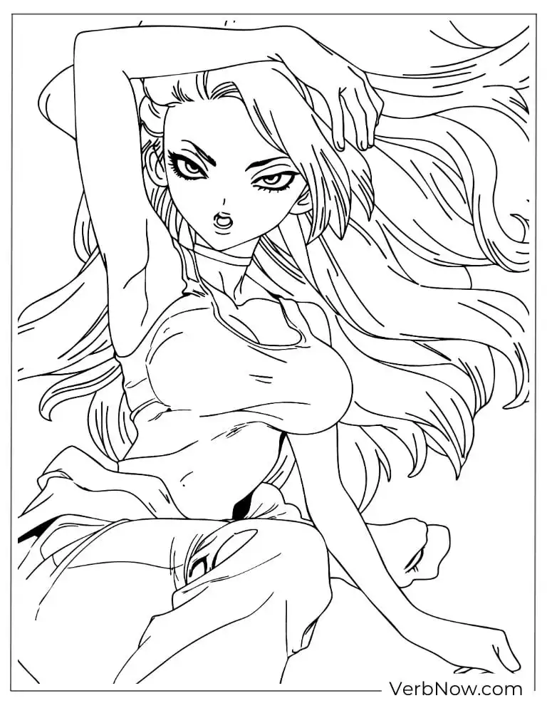 22 Free Dr. Stone Coloring Pages (100% Printable PDF) Anime Girl with Long Hair Coloring Page