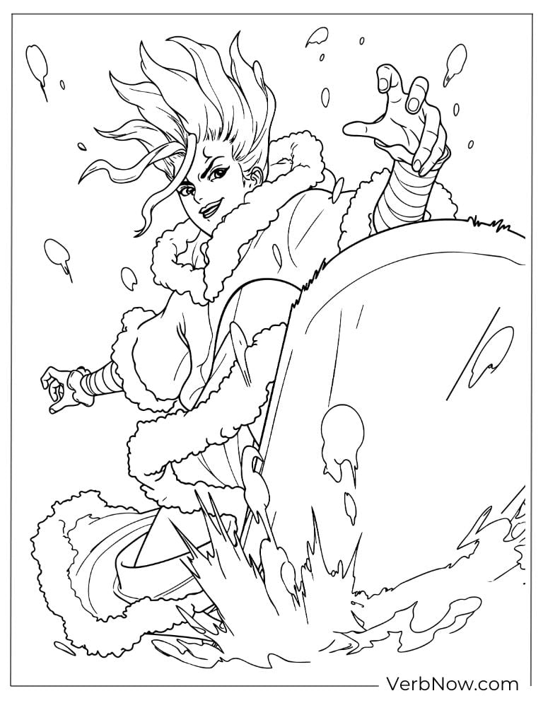 22 Free Dr. Stone Coloring Pages (100% Printable PDF) Senku Dr. Stone Action Pose Coloring Page