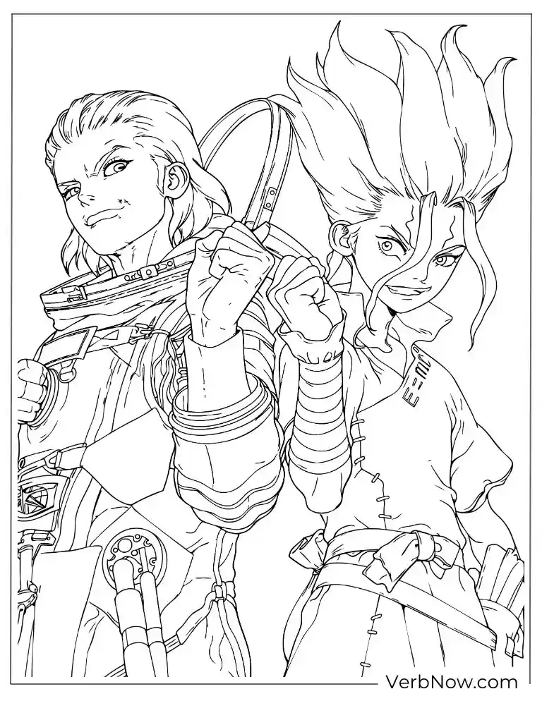 22 Free Dr. Stone Coloring Pages (100% Printable PDF) Dr. Stone Senku and Ryusui Anime Coloring Page