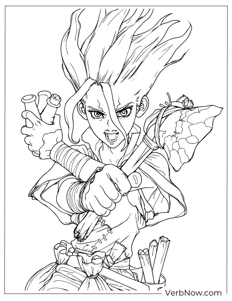 22 Free Dr. Stone Coloring Pages (100% Printable PDF) Senku Ishigami Dr. Stone Coloring Page