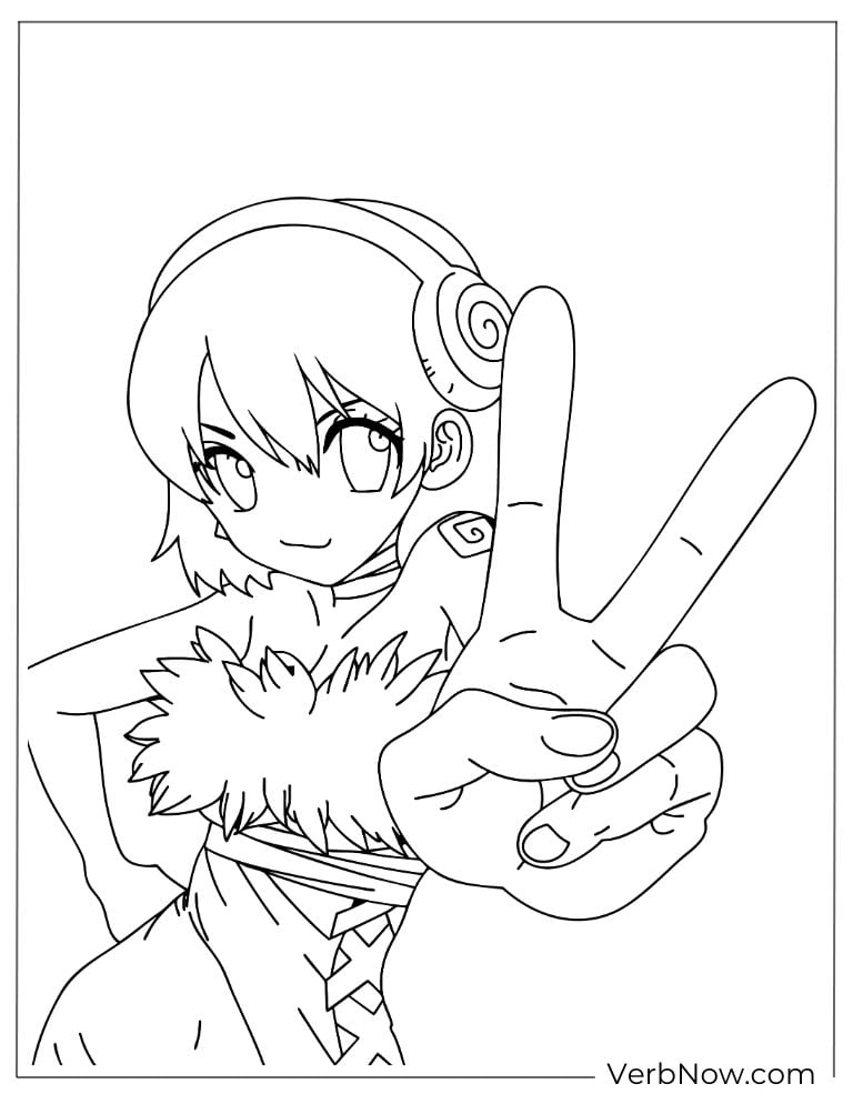 22 Free Dr. Stone Coloring Pages (100% Printable PDF) Anime Girl with Headphones Peace Sign Coloring Page