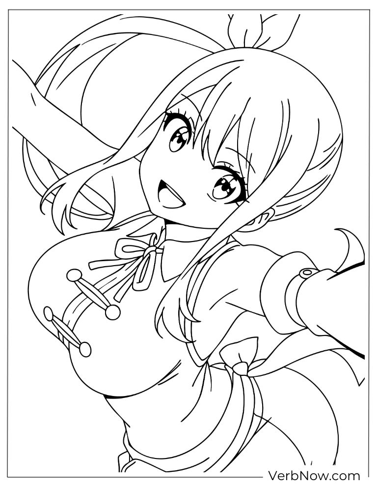 22 Free Fairy Tail Coloring Pages (100% Printable PDF) Lucy Heartfilia Anime Girl Coloring Page Line Art