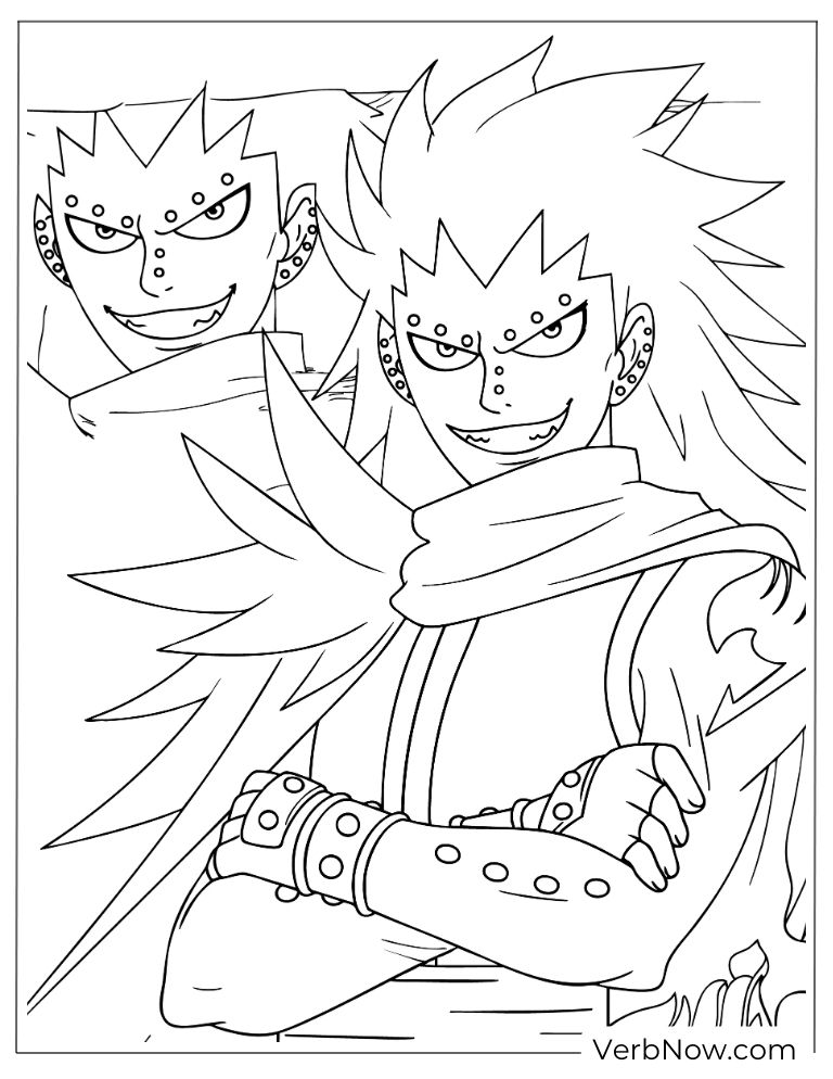 22 Free Fairy Tail Coloring Pages (100% Printable PDF) Gajeel Redfox Coloring Page - Fairy Tail