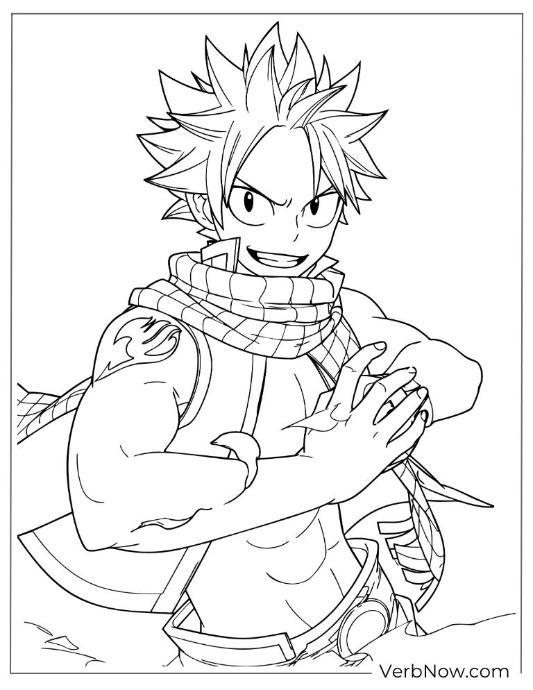 22 Free Fairy Tail Coloring Pages (100% Printable PDF) Natsu Dragneel Coloring Page - Fairy Tail