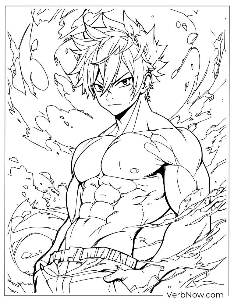 22 Free Fairy Tail Coloring Pages (100% Printable PDF) Natsu Dragneel Fire Power Coloring Page