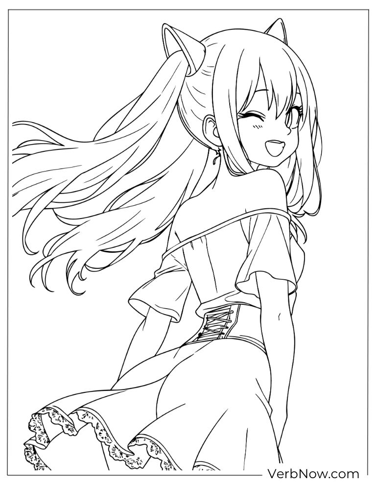 22 Free Fairy Tail Coloring Pages (100% Printable PDF) Cute Anime Cat Girl Coloring Page