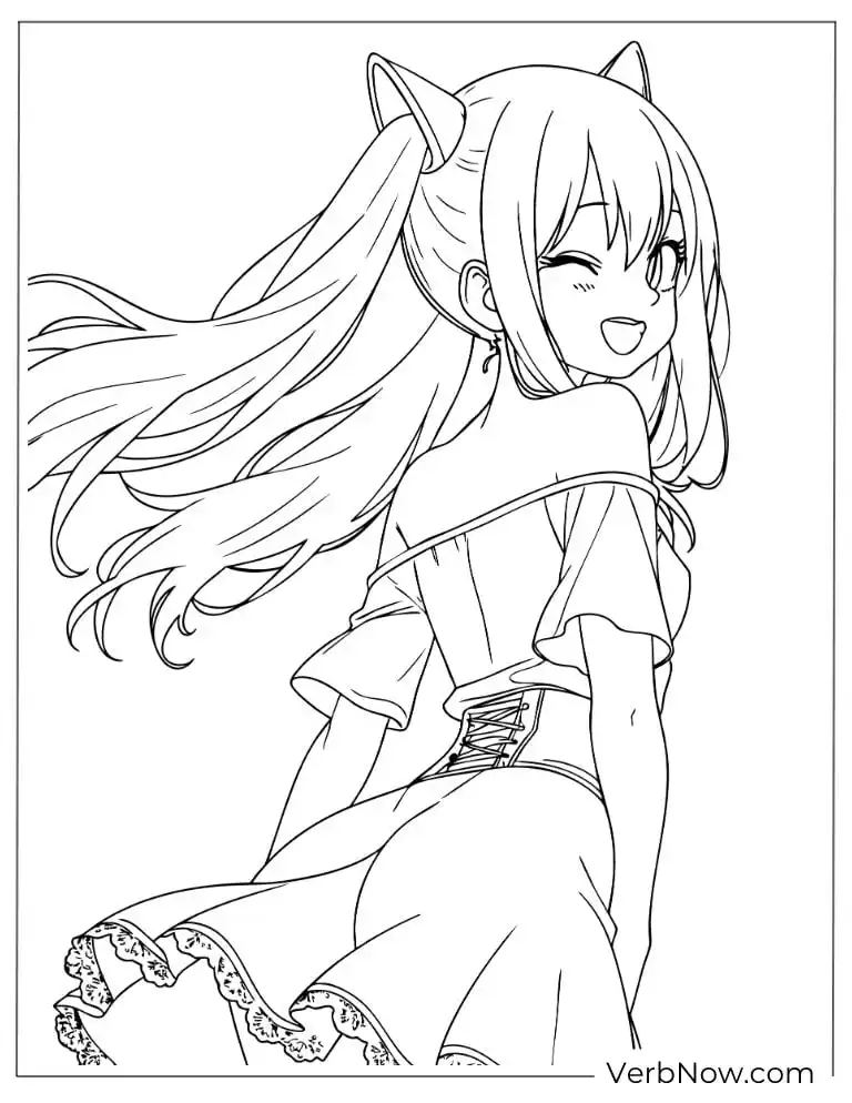 22 Free Fairy Tail Coloring Pages (100% Printable PDF) Cute Anime Cat Girl Coloring Page