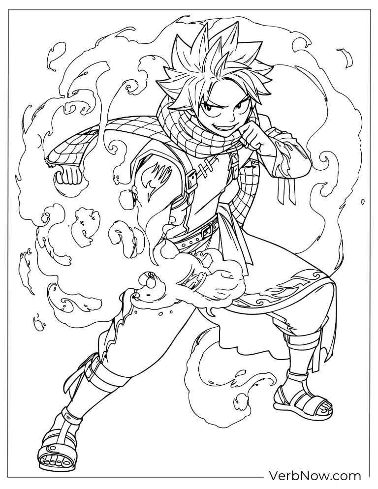 22 Free Fairy Tail Coloring Pages (100% Printable PDF) Natsu Dragneel Fairy Tail Fire Magic Coloring Page