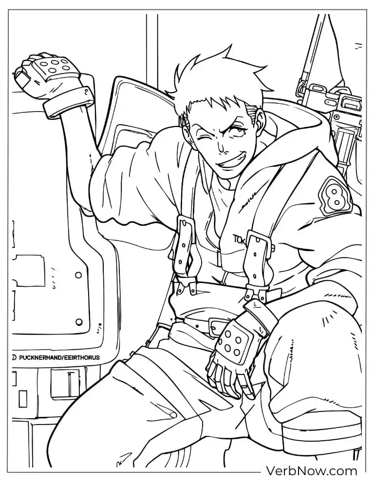 22 Free Fire Force Coloring Pages (Printable PDF) Fire Force Shinra Kusakabe Anime Coloring Page