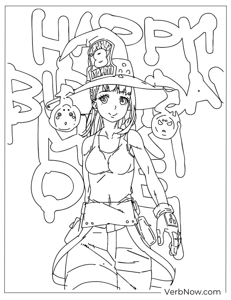 22 Free Fire Force Coloring Pages (Printable PDF) Maki Oze Birthday Anime Coloring Page