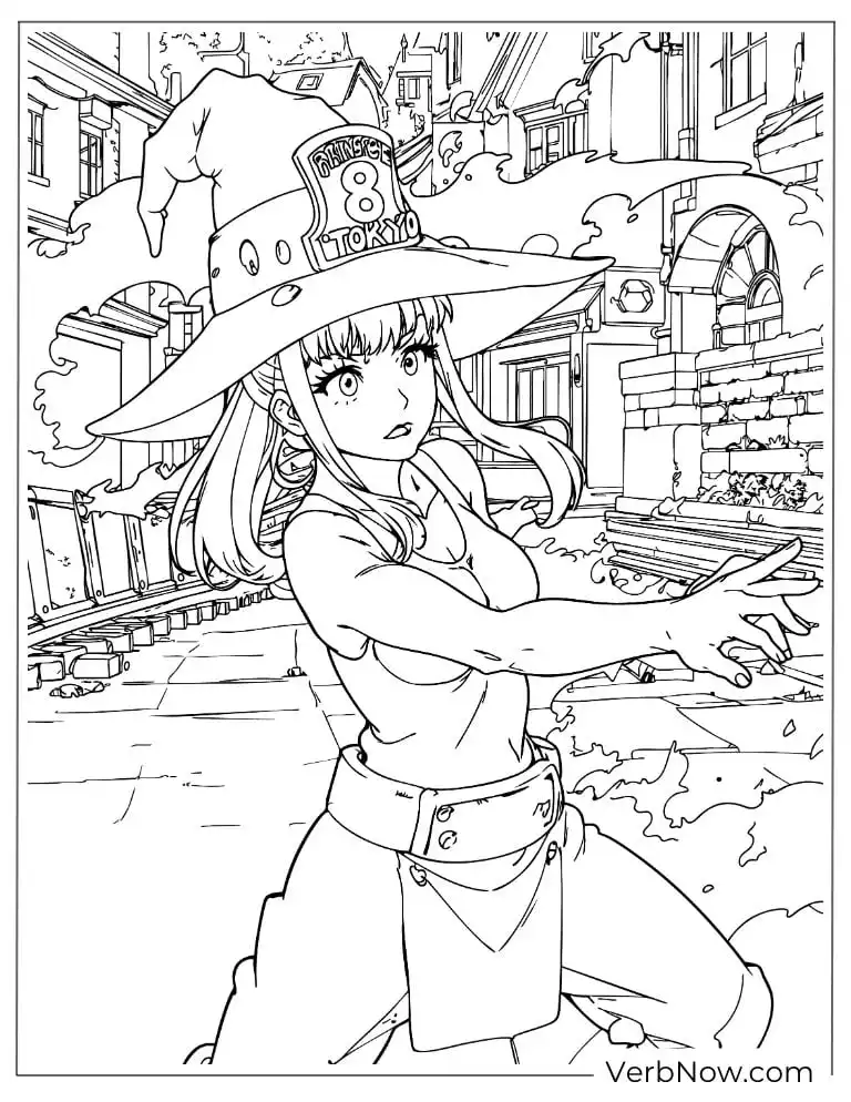 22 Free Fire Force Coloring Pages (Printable PDF) Maki Oze Fire Force Anime Coloring Page