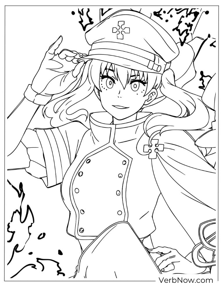 22 Free Fire Force Coloring Pages (Printable PDF) Tamaki Kotatsu Fire Force Anime Coloring Page