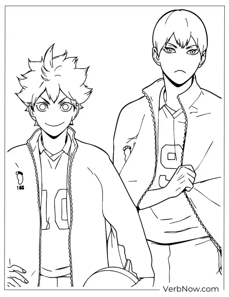 22 Free Haikyuu Coloring Pages for Fan (Printable PDF) Haikyuu!! Hinata and Kageyama Coloring Page