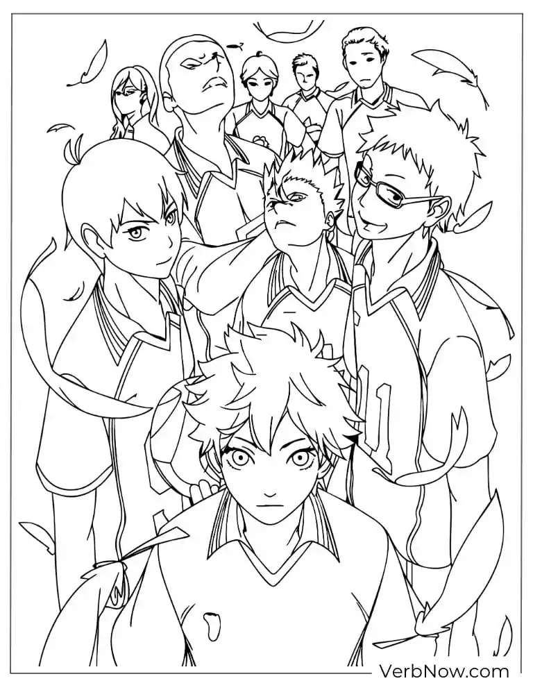 22 Free Haikyuu Coloring Pages for Fan (Printable PDF) Haikyuu Coloring Page: Karasuno Volleyball Team