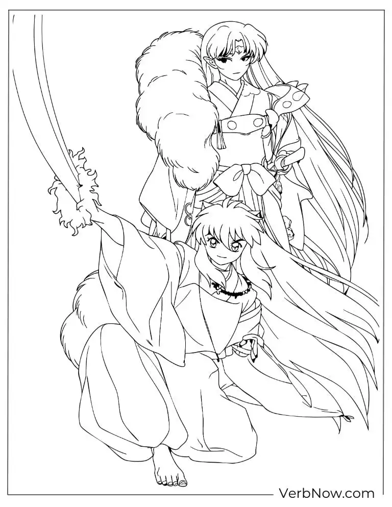 22 Free Inuyasha Coloring Pages For Kids (Printable PDF) Inuyasha and Sesshomaru Anime Coloring Page