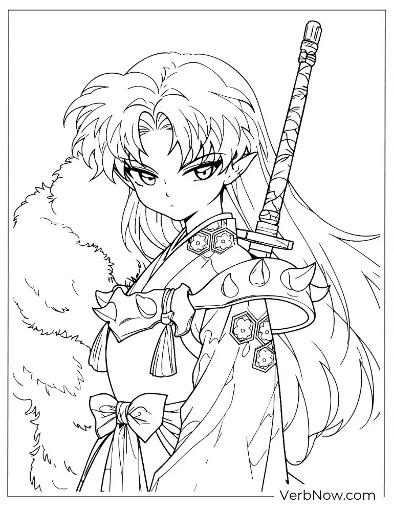 22 Free Inuyasha Coloring Pages For Kids (Printable PDF) Sesshomaru Coloring Page with Sword - Inuyasha Anime Art