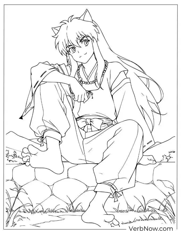 22 Free Inuyasha Coloring Pages For Kids (Printable PDF) Inuyasha Sitting Down Coloring Page