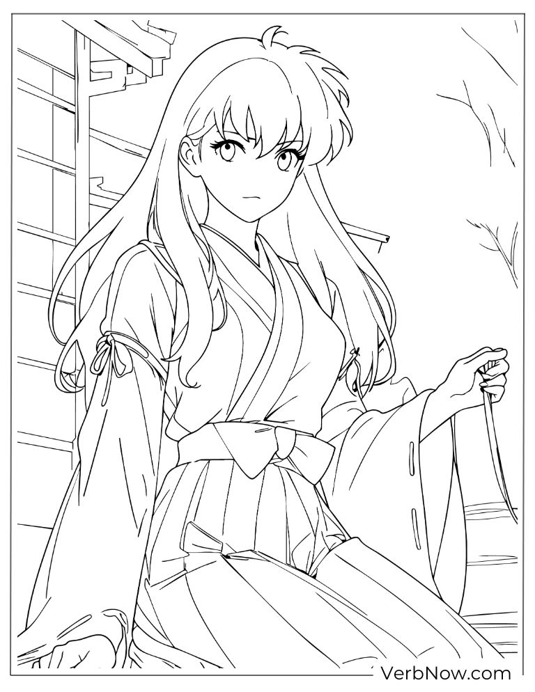 22 Free Inuyasha Coloring Pages For Kids (Printable PDF) Kagome Inuyasha Coloring Page Anime Girl Printable