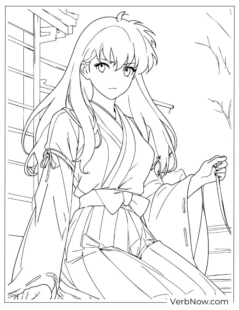 22 Free Inuyasha Coloring Pages For Kids (Printable PDF) Kagome Inuyasha Coloring Page Anime Girl Printable