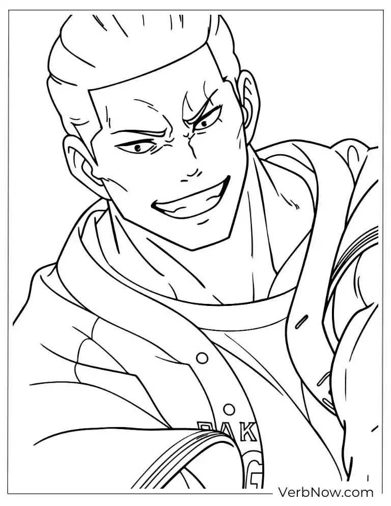 22 Free Jujutsu Kaisen Coloring Pages (100% Printable PDF) Anime Character Smirking Coloring Page Outline