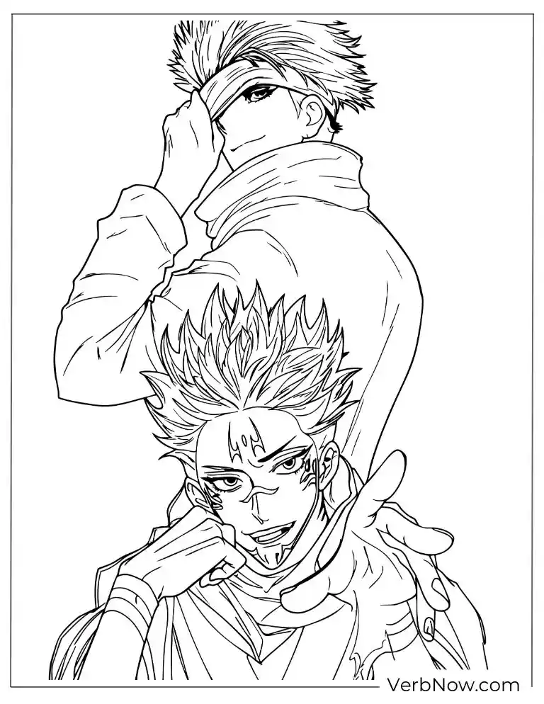 22 Free Jujutsu Kaisen Coloring Pages (100% Printable PDF) Jujutsu Kaisen Gojo and Sukuna Coloring Page