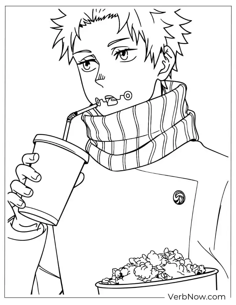 22 Free Jujutsu Kaisen Coloring Pages (100% Printable PDF) Toge Inumaki Popcorn Coloring Page