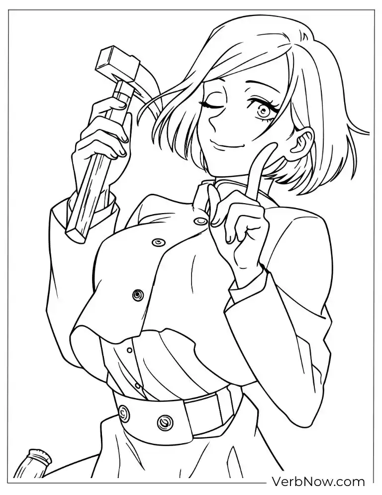 22 Free Jujutsu Kaisen Coloring Pages (100% Printable PDF) Nobara Kugisaki Jujutsu Kaisen Coloring Sheet