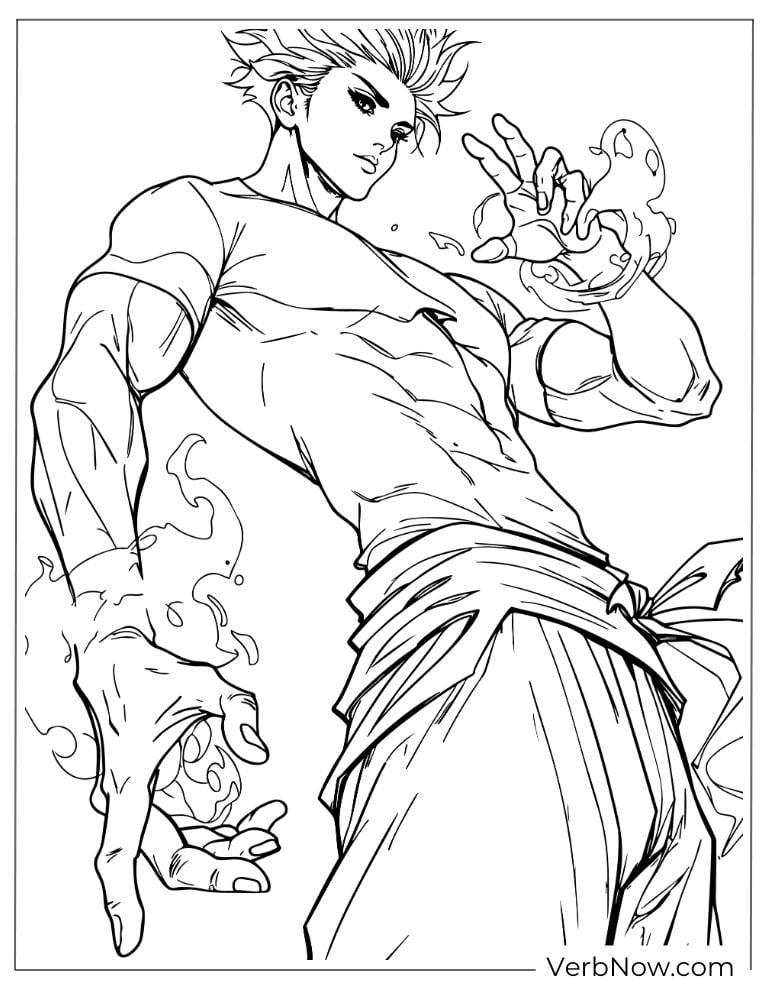 22 Free Jujutsu Kaisen Coloring Pages (100% Printable PDF) Anime Fighter Power Up Coloring Page