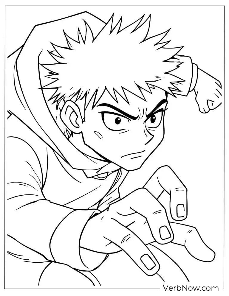 22 Free Jujutsu Kaisen Coloring Pages (100% Printable PDF) Anime Boy Action Pose Coloring Page Printable