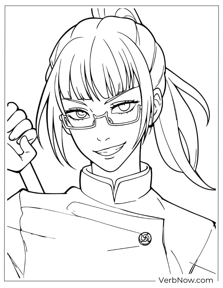 22 Free Jujutsu Kaisen Coloring Pages (100% Printable PDF) Maki Zenin Jujutsu Kaisen Coloring Page