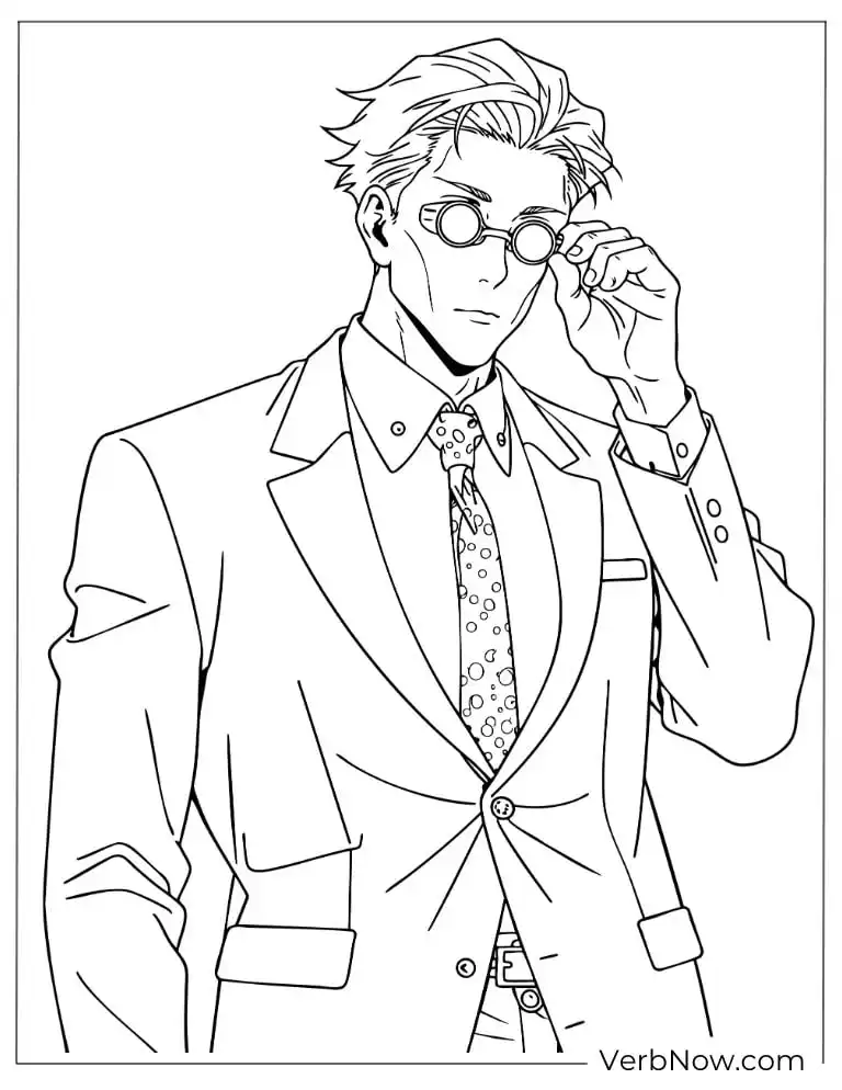 22 Free Jujutsu Kaisen Coloring Pages (100% Printable PDF) Nanami Kento Anime Suit Coloring Page