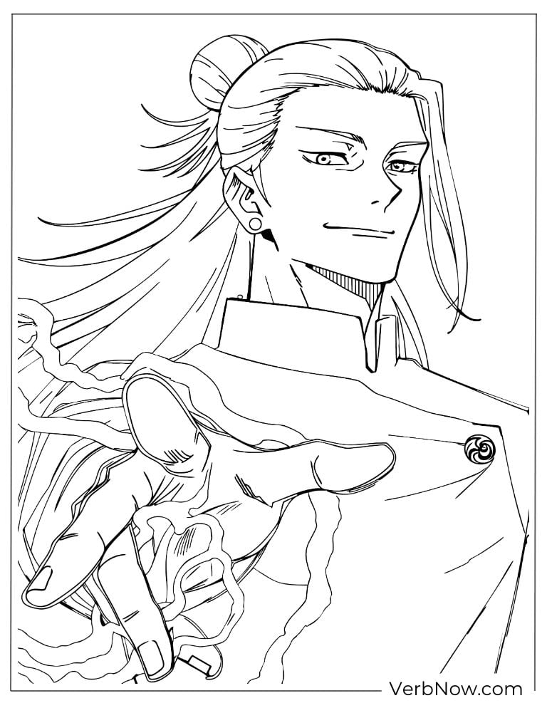 22 Free Jujutsu Kaisen Coloring Pages (100% Printable PDF) Jujutsu Kaisen Geto Suguru Coloring Page Art