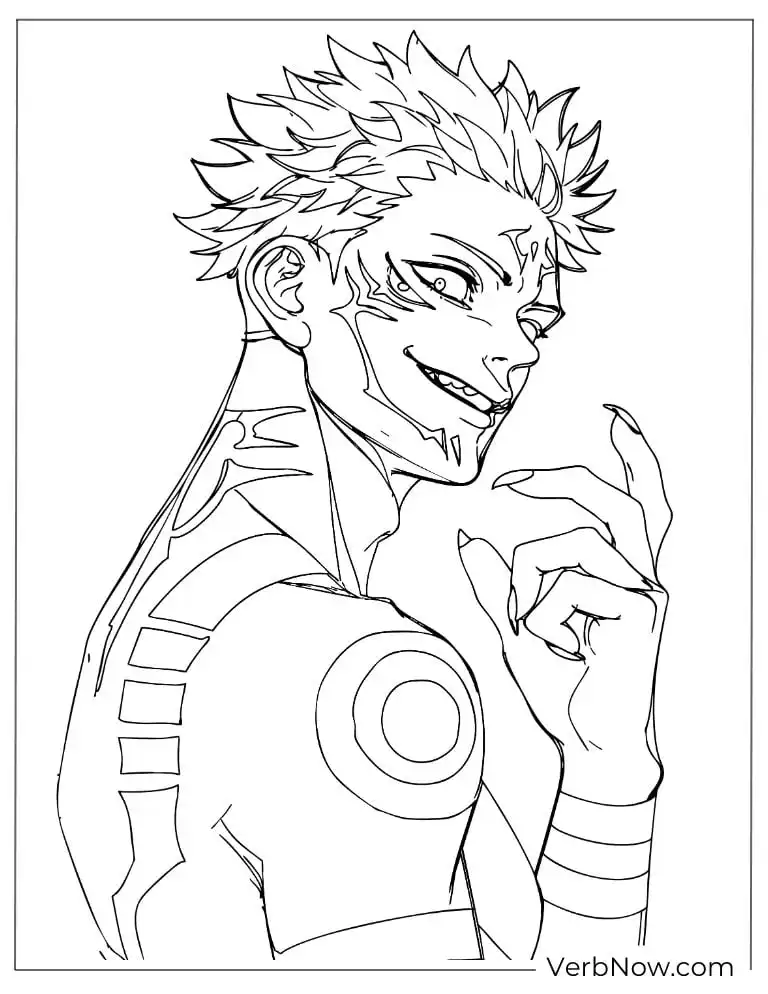 22 Free Jujutsu Kaisen Coloring Pages (100% Printable PDF) Ryomen Sukuna Coloring Page - Jujutsu Kaisen Line Art