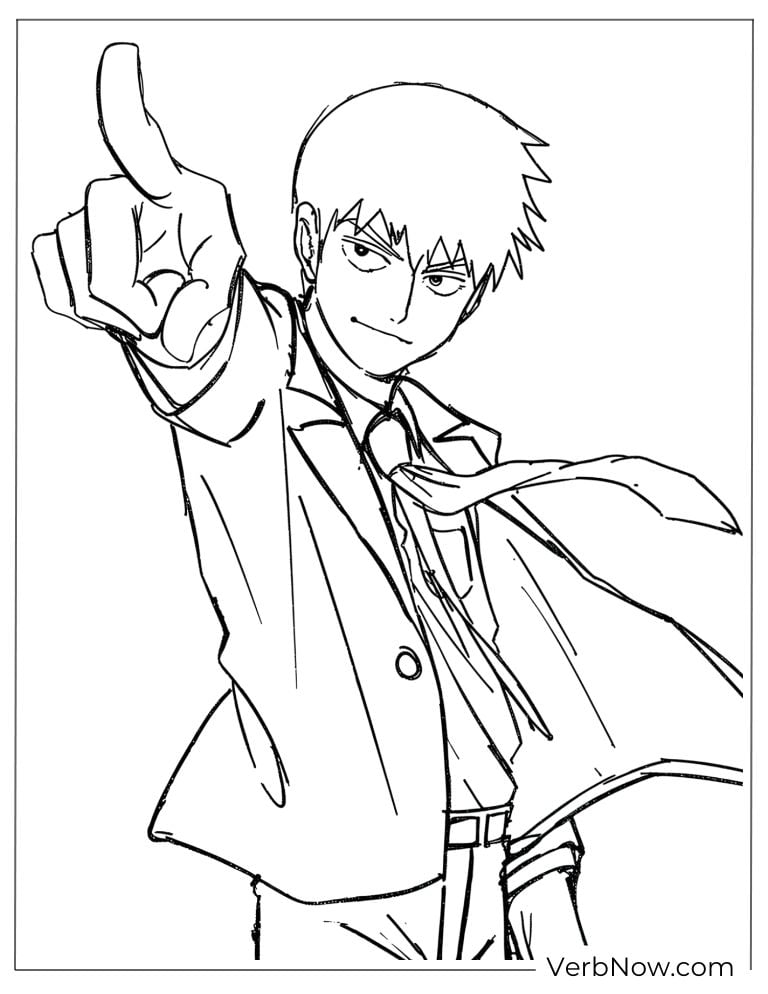 22 Free Mob Psycho 100 Coloring Pages (Printable PDF) Reigen Arataka Coloring Page Mob Psycho 100 Anime Art