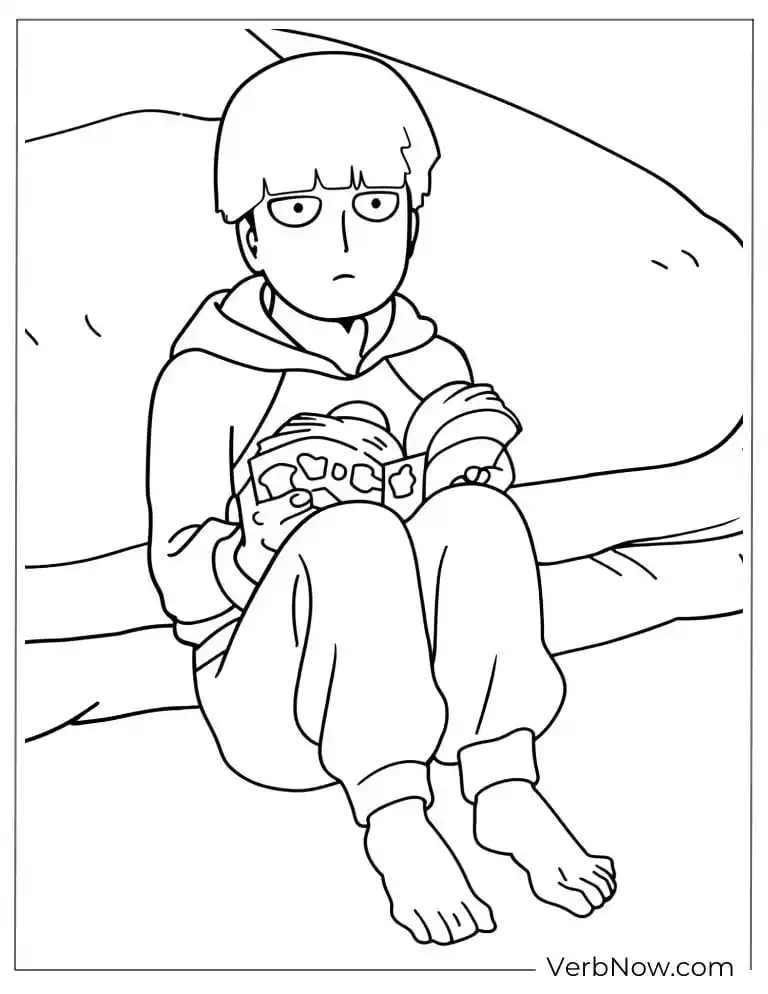 22 Free Mob Psycho 100 Coloring Pages (Printable PDF) Mob Psycho 100 Coloring Page Mob Reading