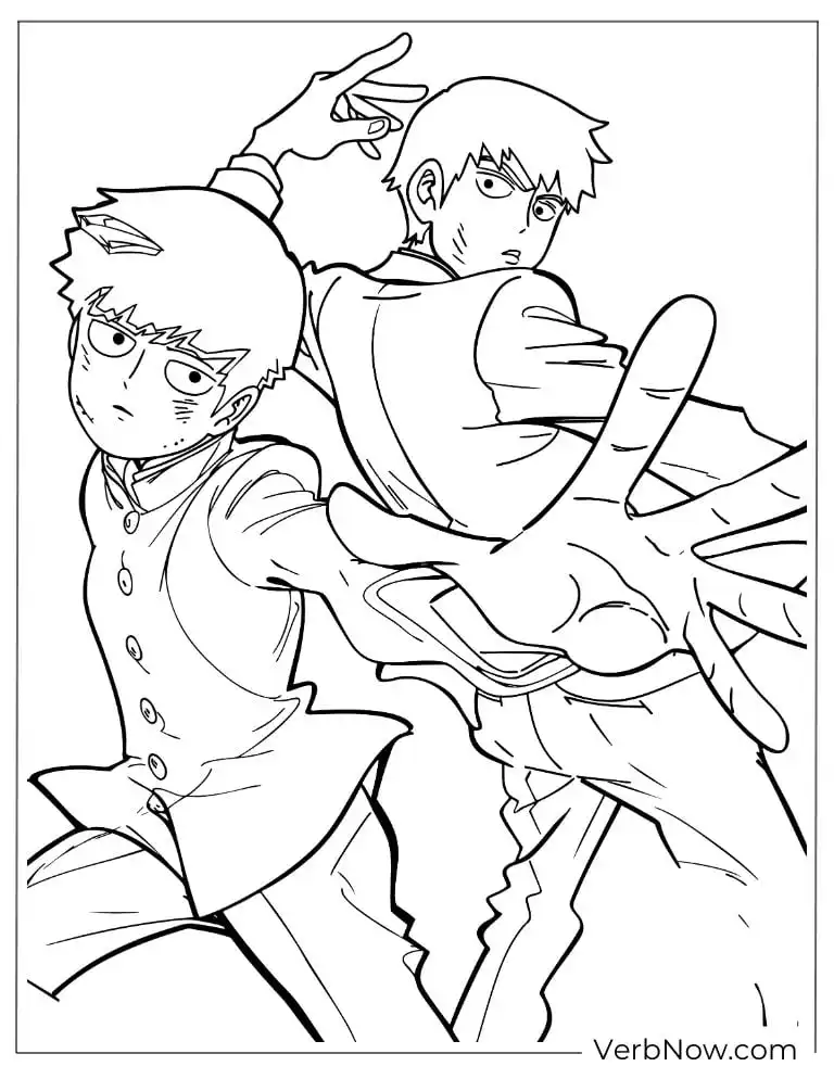 22 Free Mob Psycho 100 Coloring Pages (Printable PDF) Mob and Reigen Coloring Page from Mob Psycho 100