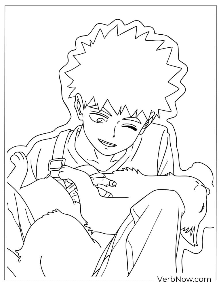 22 Free Mob Psycho 100 Coloring Pages (Printable PDF) Anime Boy Petting Cat Coloring Page