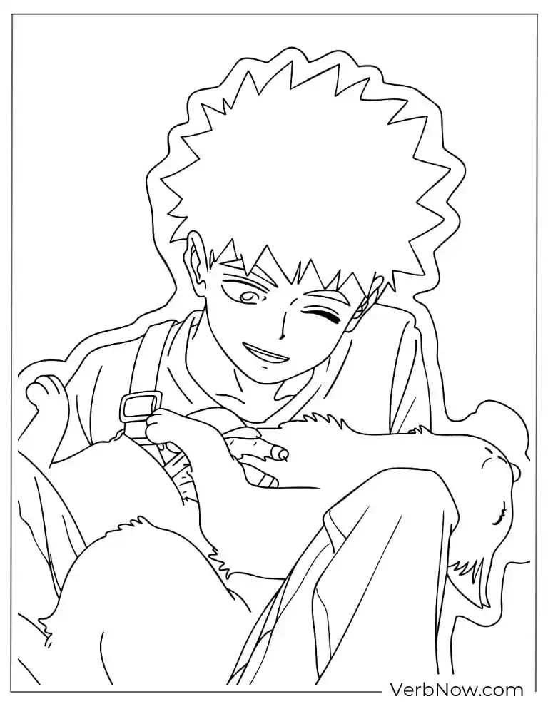 22 Free Mob Psycho 100 Coloring Pages (Printable PDF) Anime Boy Petting Cat Coloring Page