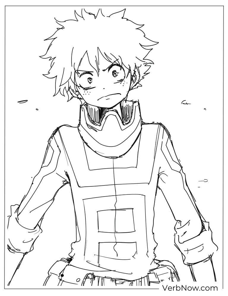 22 My Hero Academia Coloring Pages (100% Printabel PDF) Izuku Midoriya (Deku) Coloring Page MHA Anime Art