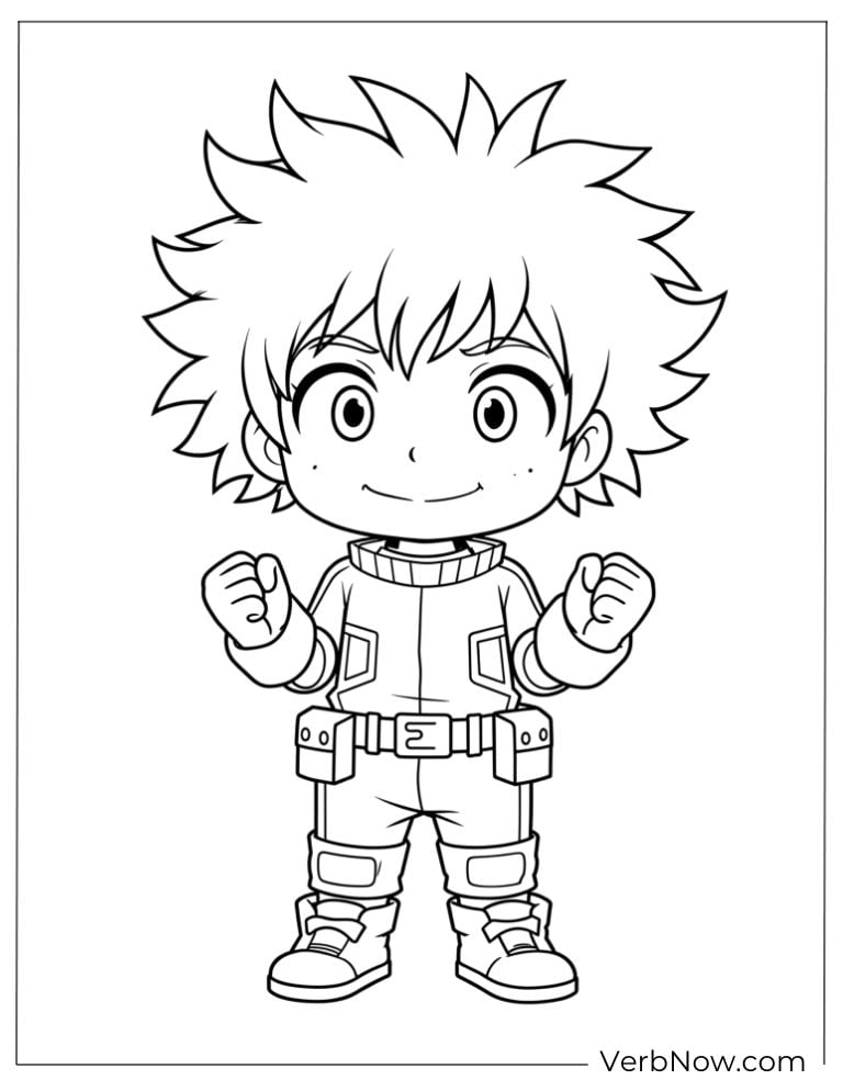 22 My Hero Academia Coloring Pages (100% Printabel PDF) Deku My Hero Academia Chibi Coloring Sheet