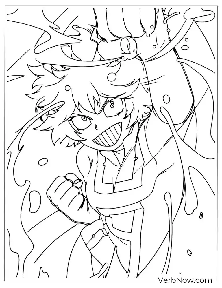 22 My Hero Academia Coloring Pages (100% Printabel PDF) Mina Ashido MHA Coloring Page - Acid Quirk Action