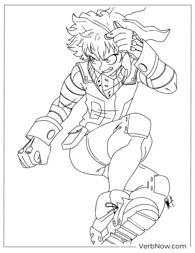 22 My Hero Academia Coloring Pages (100% Printabel PDF) Deku Coloring Page - MHA Izuku Midoriya Action Pose